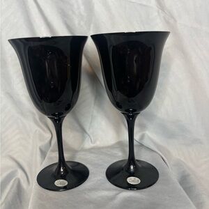 Reynolds Midnight Halo Black Lead Crystal Water Goblet Pair